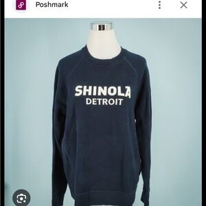 Shinola Navy Crewneck Sweatshirt with White Logo